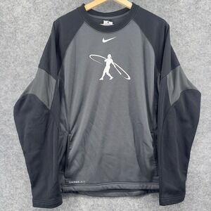 Nike Therma-Fit Softball Batting Practice Pullover Mens Medium Black Gray Zipper